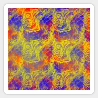 Yellow Red and Blue Abstract Swirls Sticker